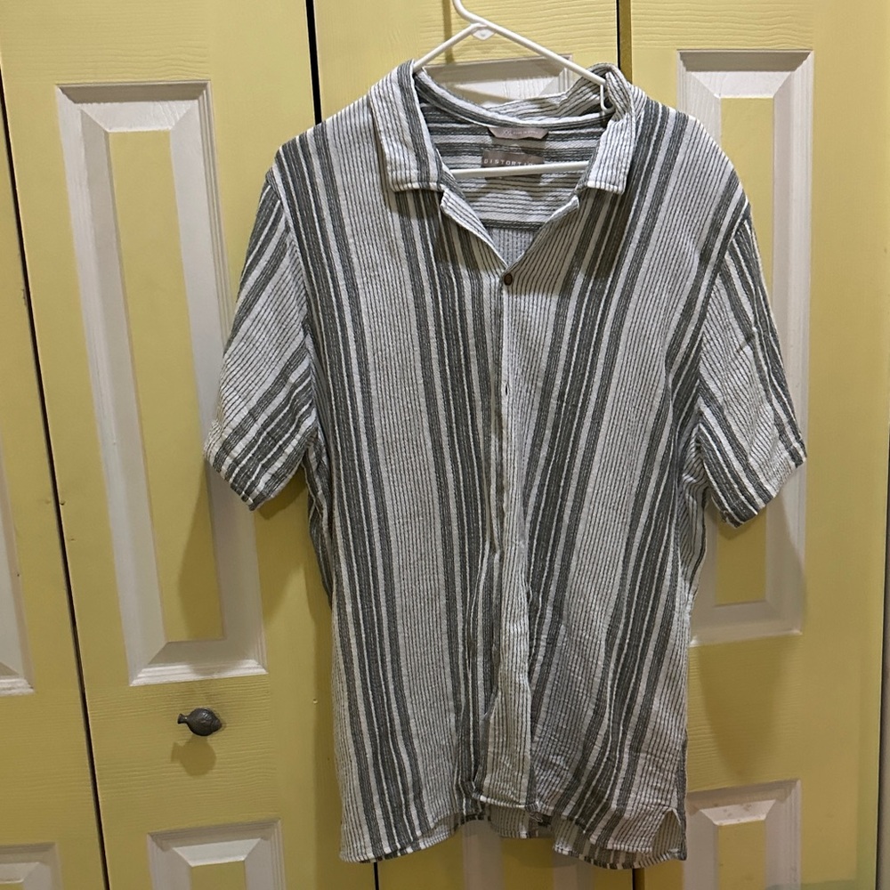 Custom John Green and White Striped Men's Casual Shirt